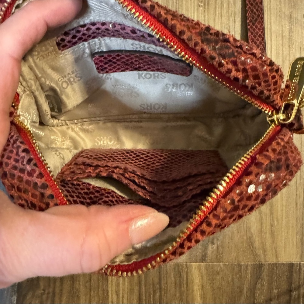 Michael Kors Hamilton Red Black Python Embossed L… - image 7